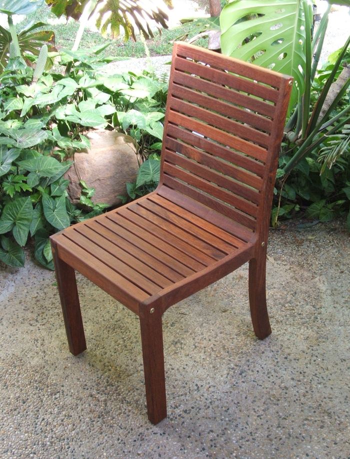Reef chair, a slatted Kwila dining chair without arms